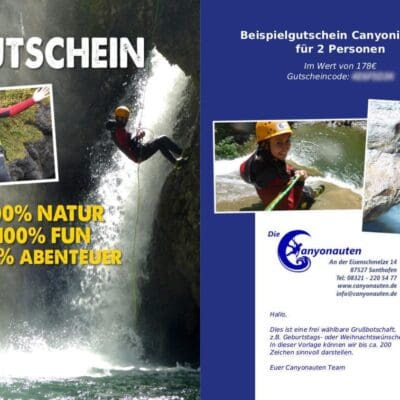 Gutschein Canyoning Halbtagestour